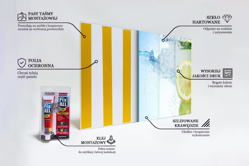 Stænkplade Glas 60x80 cm Citrus