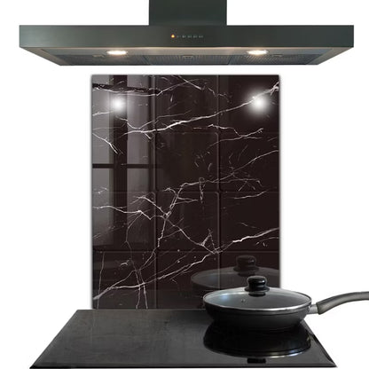 Stænkplade Glas 60x80 cm Sort Marmor
