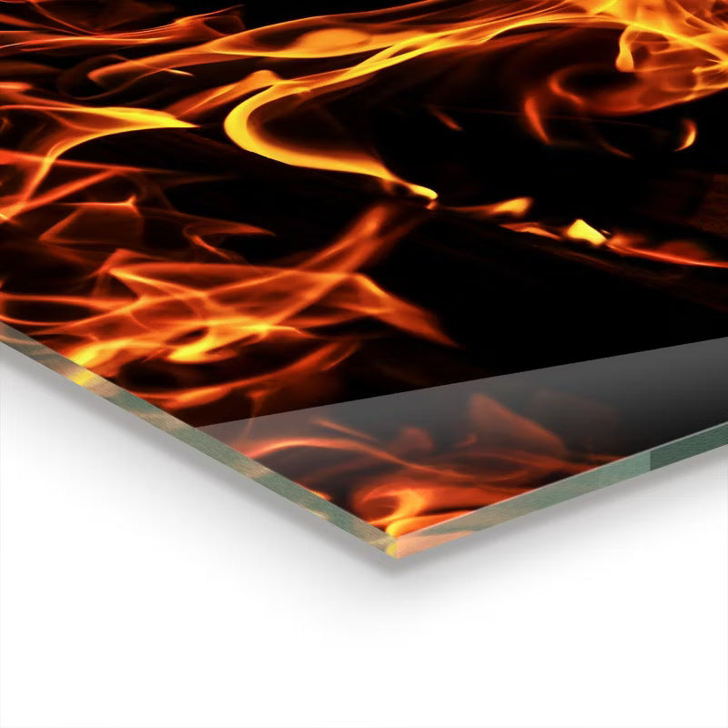 Stænkplade Glas 80x60 cm Flammemotiv