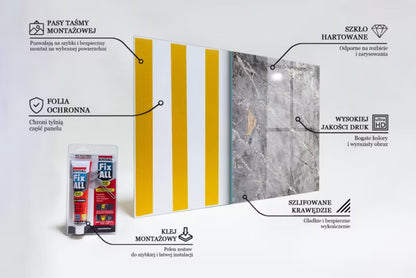 Stænkplade Glas 80x60 cm Grå Granit Marmor