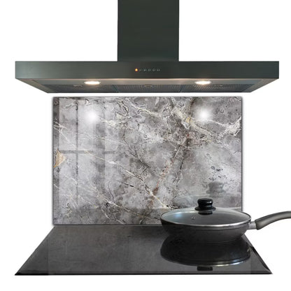Stænkplade Glas 80x60 cm Grå Granit Marmor