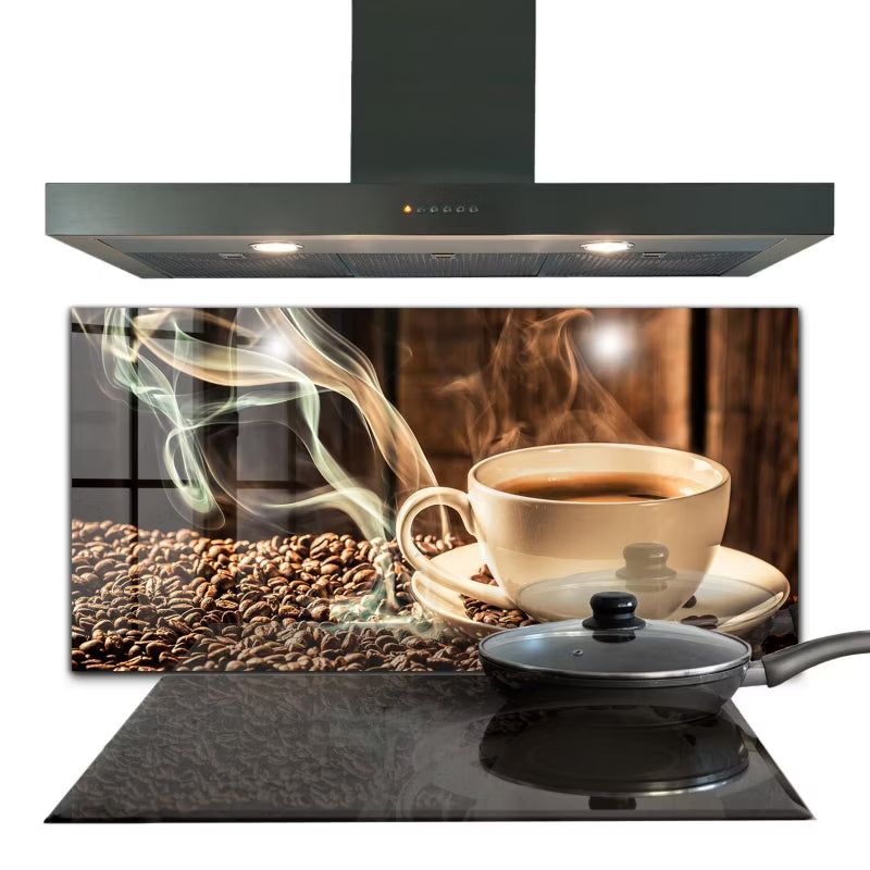 Stænkplade Glas Kaffekop 100x50 cm Brun