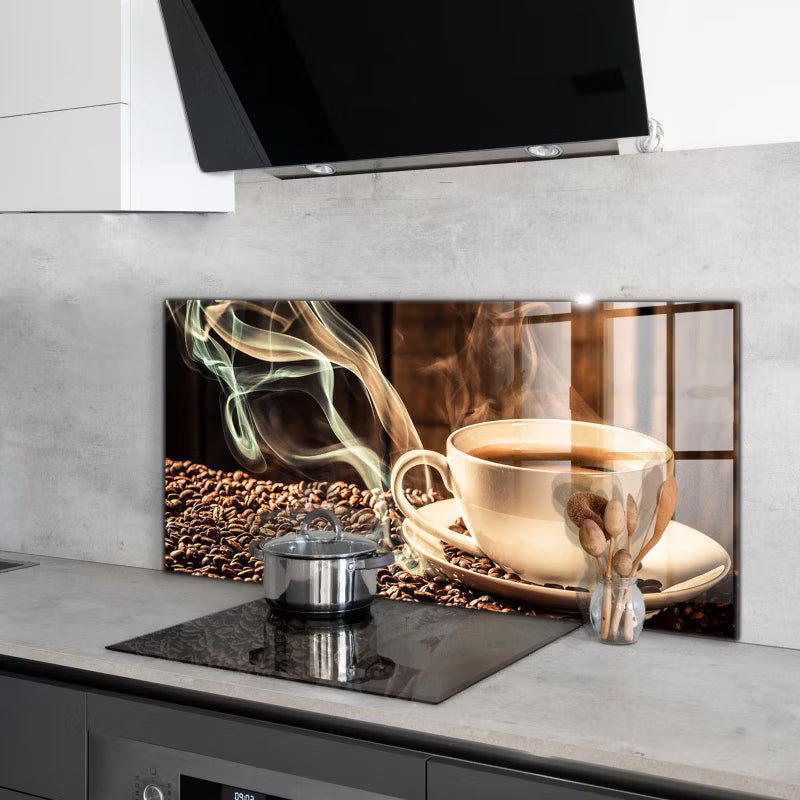 Stænkplade Glas Kaffekop 100x50 cm Brun