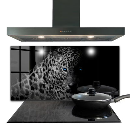 Stænkplade Glas Mørk Panter 100x50 cm Sort