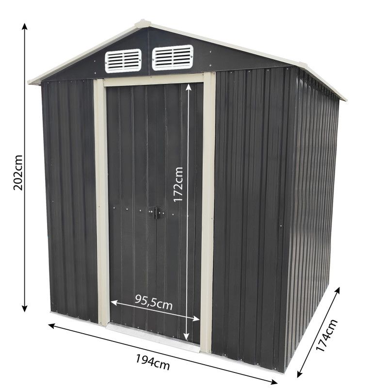 Stålredskabsskur 4iQ 174x194x202 cm, 1 stk.