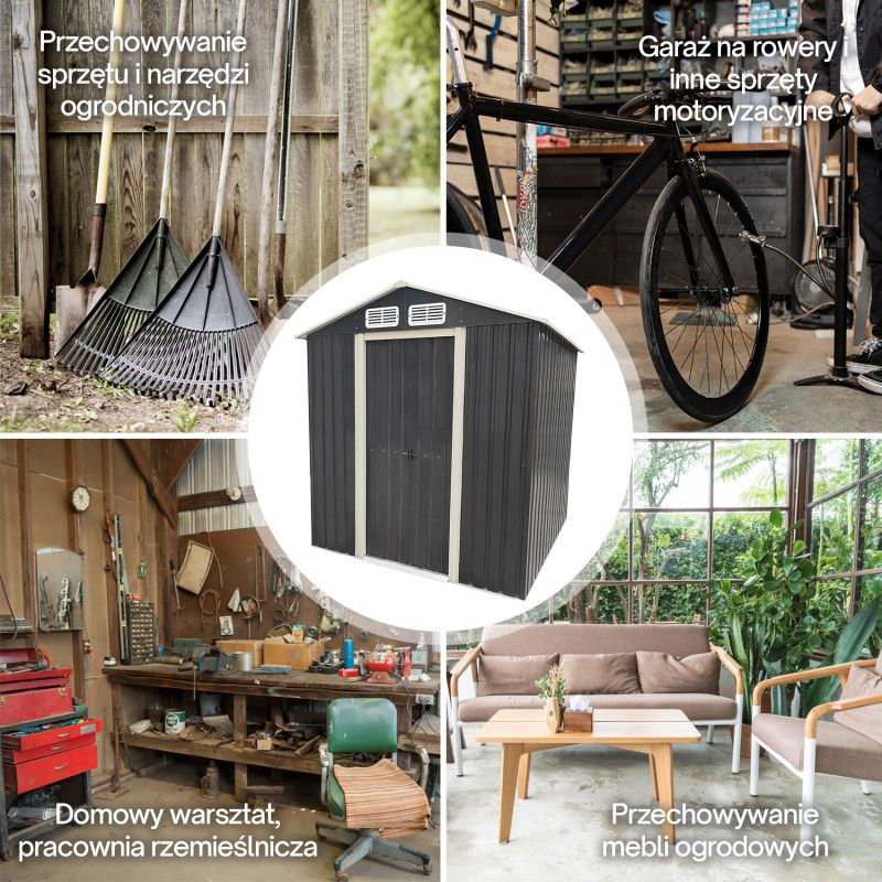 Stålredskabsskur 4iQ 174x194x202 cm, 1 stk.