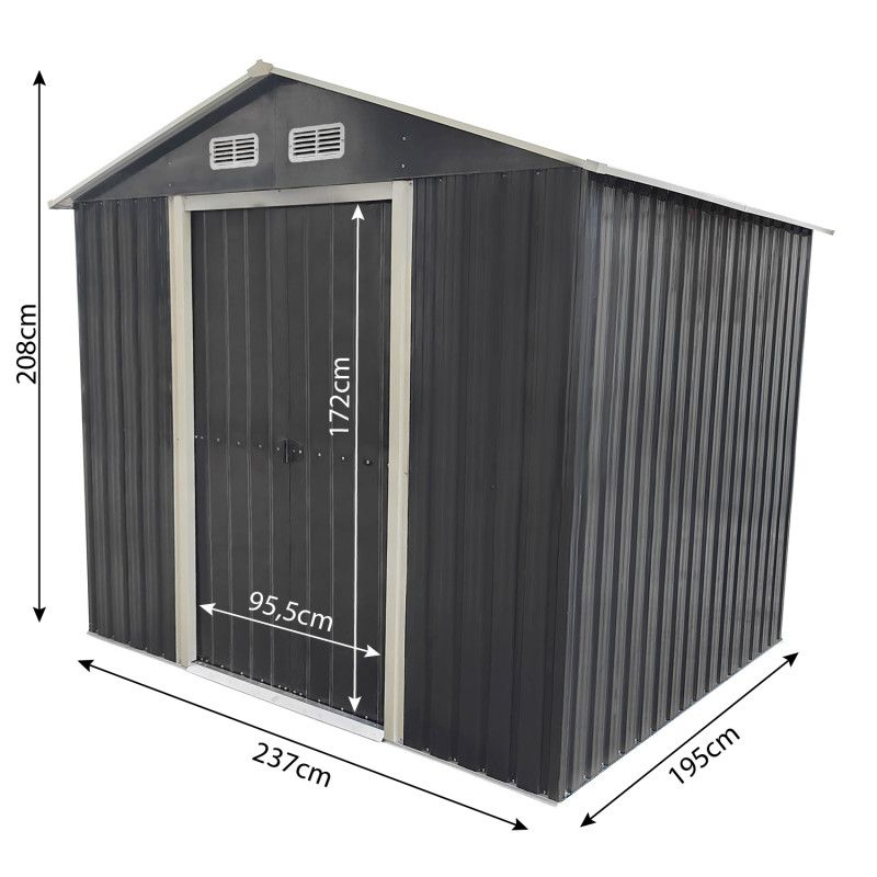 Stålredskabsskur 4iQ 195x237x208 cm, 1 stk.
