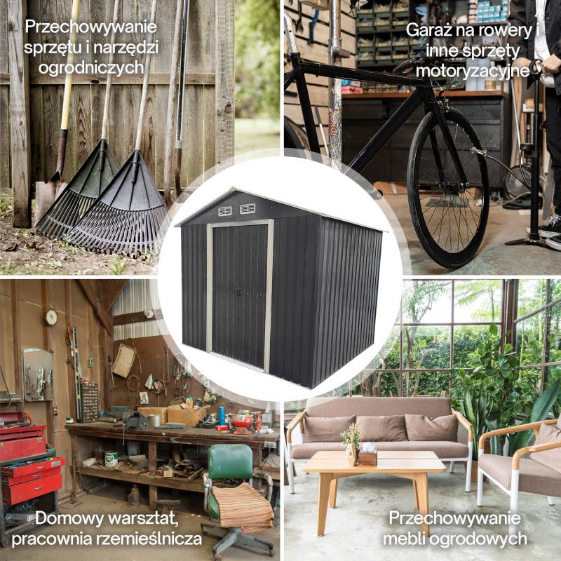 Stålredskabsskur 4iQ 195x237x208 cm, 1 stk.