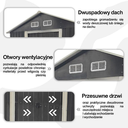 Stålredskabsskur 4iQ 195x237x208 cm, 1 stk.