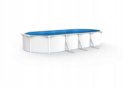 Stålvægspool Oval 730x360x130 cm Hvid