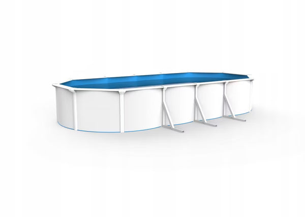 Stålvægspool Oval 730x360x130 cm Hvid