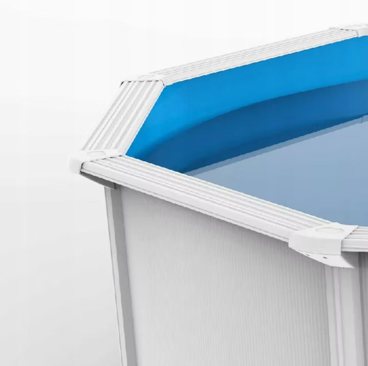 Stålvægspool Oval 730x360x130 cm Hvid