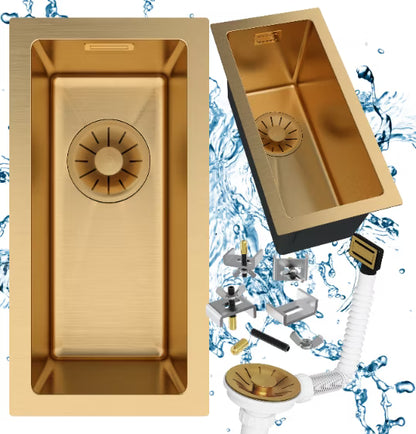 Stålvask 1-Kammer 22x44 cm Guld