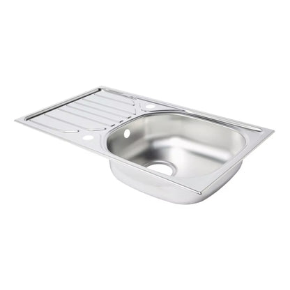 Stålvask 1-Kumme 76x43,5 cm Satineret med Afløbsbakke