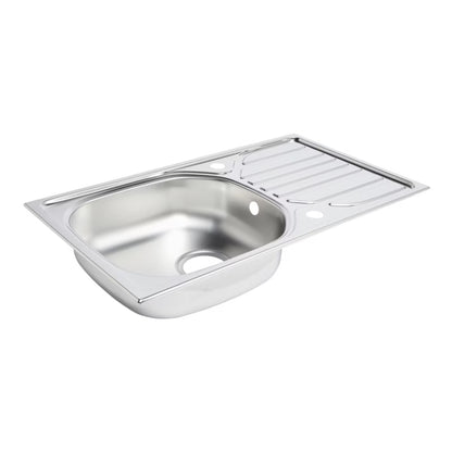 Stålvask 1-Kumme 76x43,5 cm Satineret med Afløbsbakke