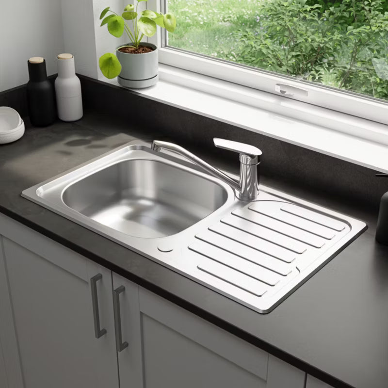 Stålvask 76x43,5 cm med Vendbar Afløbsbakke
