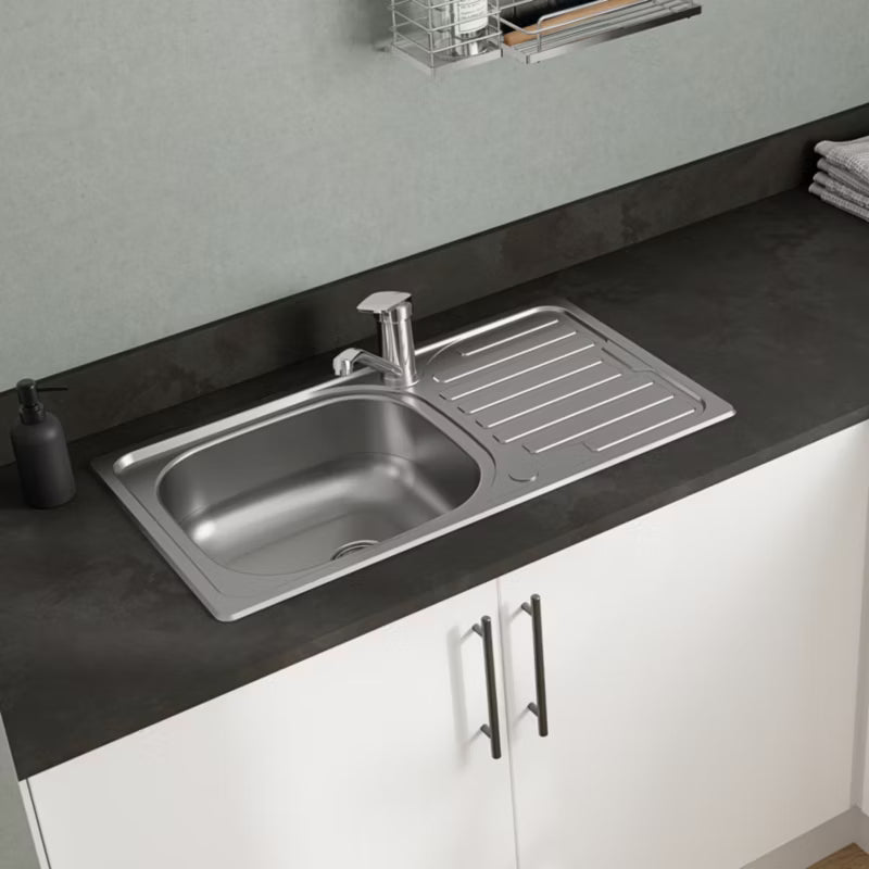Stålvask 76x43,5 cm med Vendbar Afløbsbakke