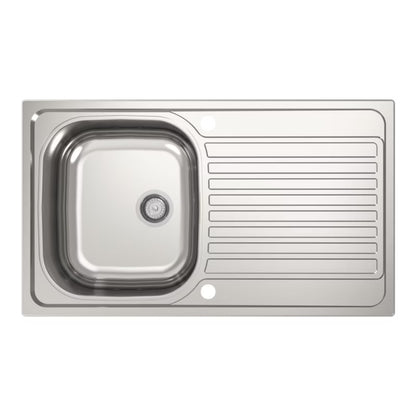 Stålvask 76x43,5 cm med Vendbar Afløbsbakke