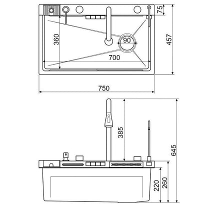 Stålvask Briza 75x46 cm Titan med Armatur