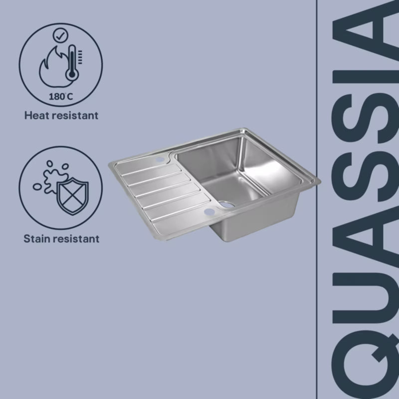 Stålvask Quassia 63,5x50,5 cm med Afløbsplade