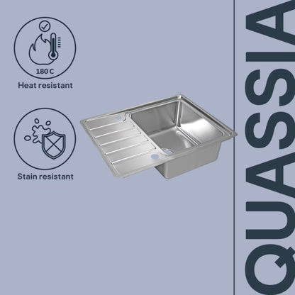 Stålvask Quassia 63,5x50,5 cm med Afløbsplade