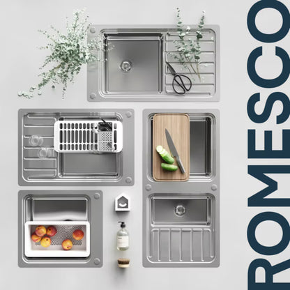 Stålvask Romesco 56x51 cm 1-Kammer Nedfældning