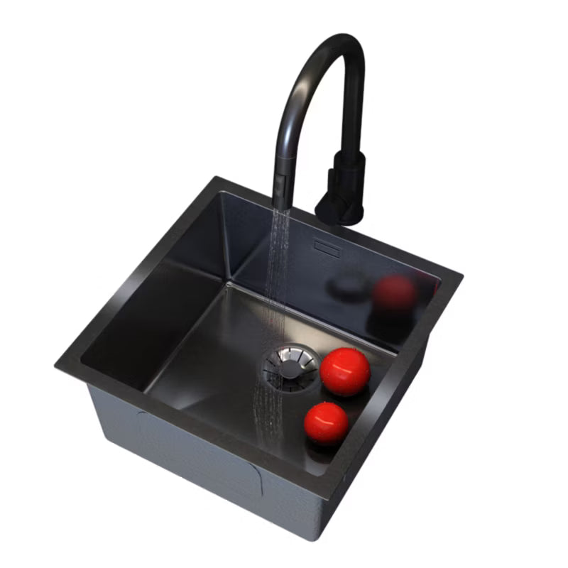 Stålvask Silvo 44x44 cm Sort med Armatur og Vandlås