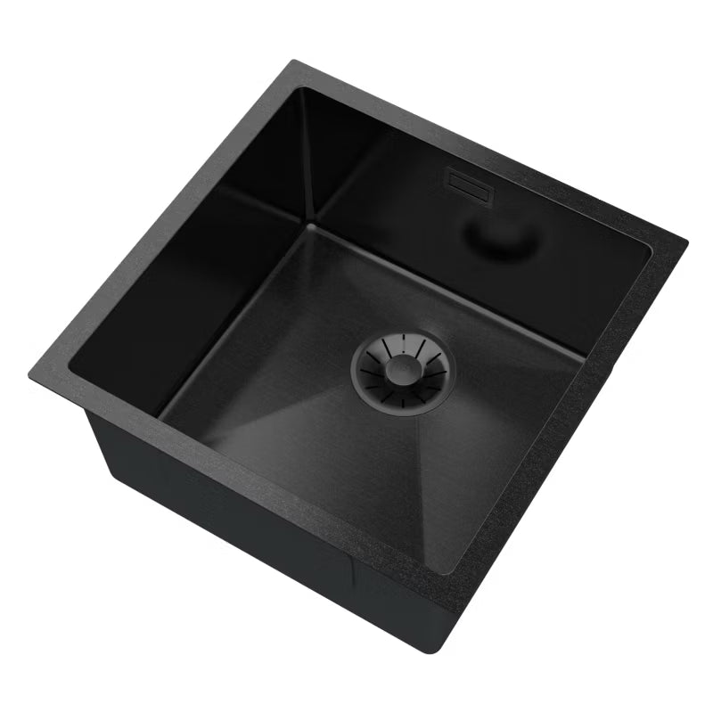 Stålvask Silvo 44x44 cm Sort med Armatur og Vandlås