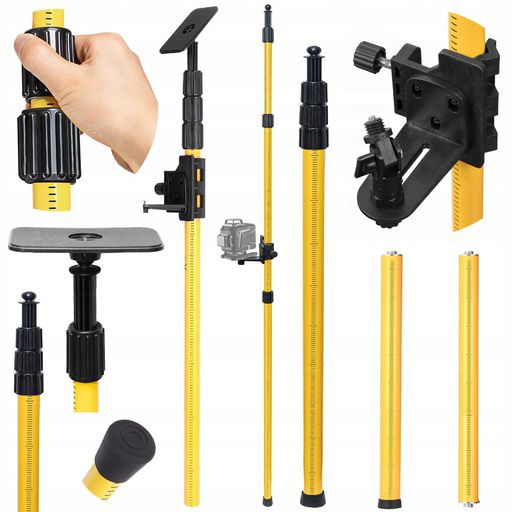 DEKO teleskopstativ 285 cm med adapter 5/8''/1/4'' til skråninger, 1 sæt