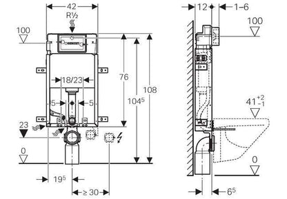 Toiletskyllecisterne Kombifix-basic UP100 Delta H108 108 cm