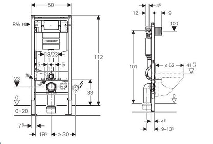 Toiletskyl Ramme Duofix Omega H112 1 stk