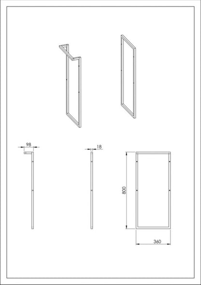 Møbelstel med Håndklædeholder 36x80 cm Mat Sort | 8445662008018