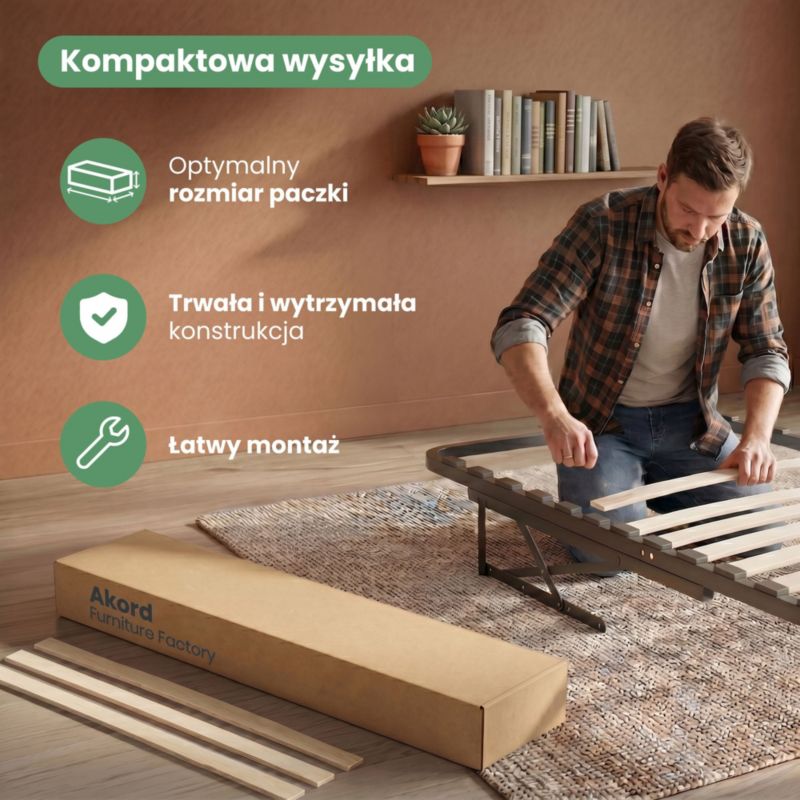 Metalramme til seng AKORD med løftemekanisme 28 lameller delt 160x200 cm Sort