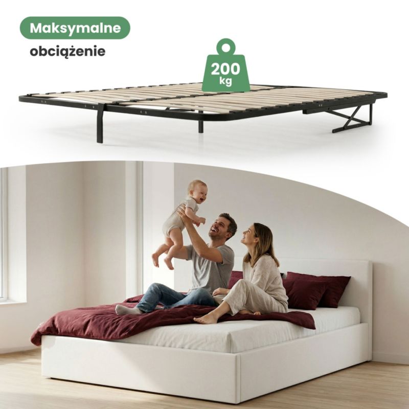 Metalramme til seng AKORD med løftemekanisme 28 lameller delt 160x200 cm Sort