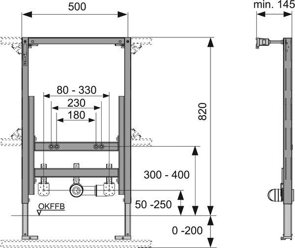 Stelaz podtynkowy do bidetu 820x500x145 mm 1 szt.