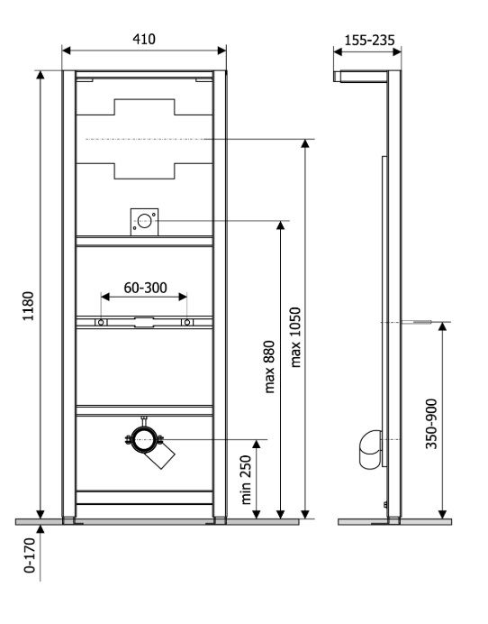 Stelaz podtynkowy do pisuaru 41 x 135 cm Regulerbar 1 stk.