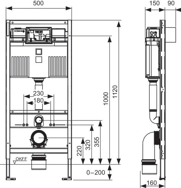 Stelaż podtynkowy WC 112 cm Easy Fit Uni Spłuczka 10 L