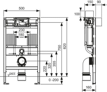 Toilet Skjult Cisterne Ramme 82 cm Hvid 9300380