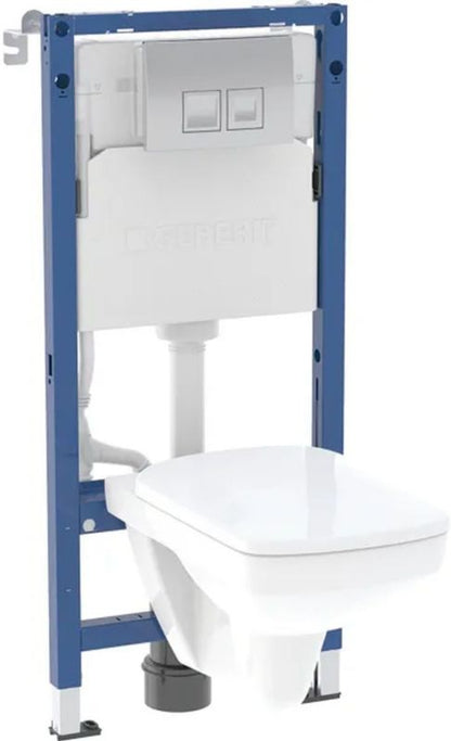 Stelae podtynkowy Rimfree Selnova Square z miską WC, deską i przyciskiem chrom