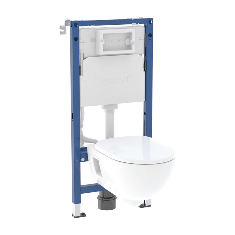 Stelaz podtynkowy WC Rimfree 112 cm Hvid med Keramisk Skal og Sæde