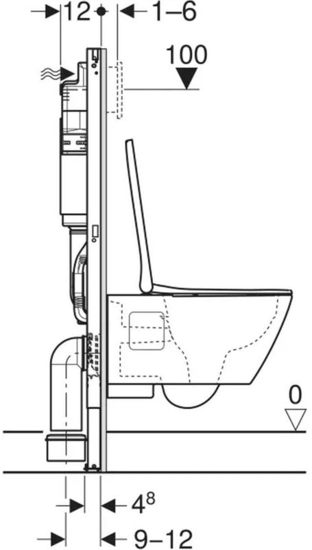 Stelaz podtynkowy WC Rimfree 112 cm Hvid med Keramisk Skal og Sæde