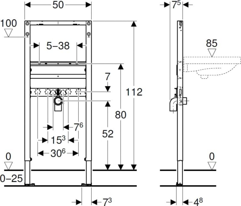 Stelaz podtynkowy do umywalki z bateria stojaca H112 cm 9,85 kg
