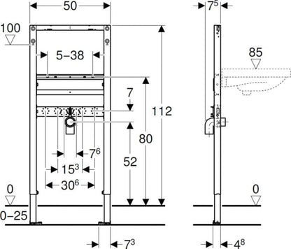 Stelaz podtynkowy do umywalki z bateria stojaca H112 cm 9,85 kg