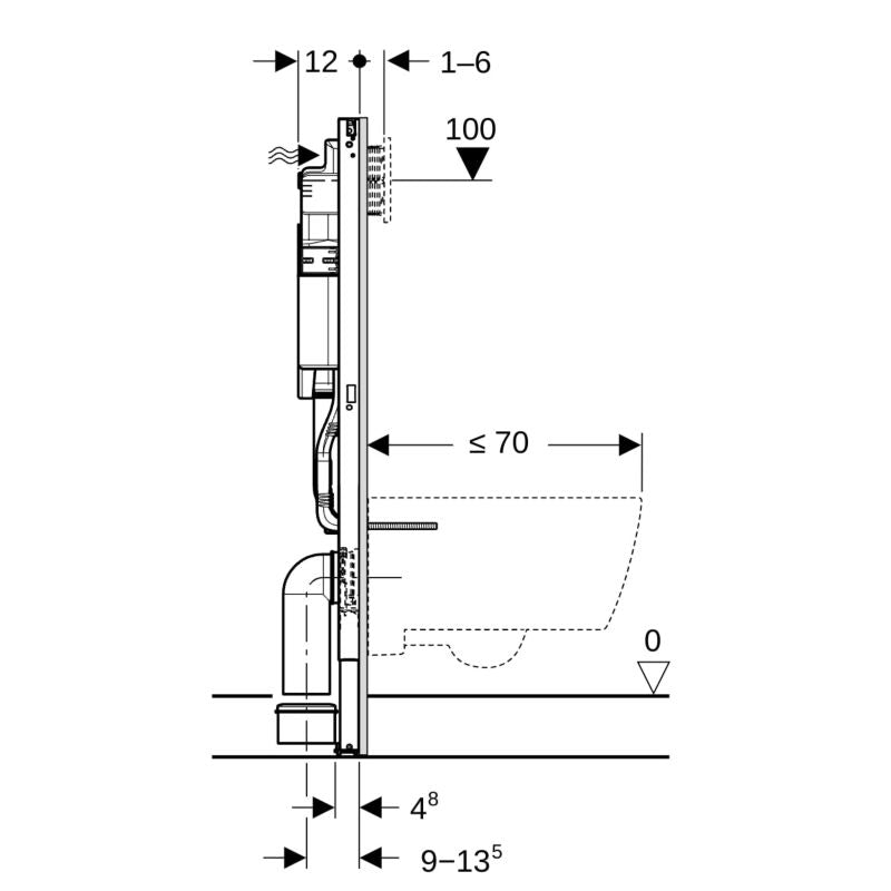 Stel til Væghængt Toilet 112 cm med Indbygget Cisterne Sigma 12 cm