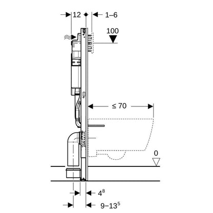 Stel til Væghængt Toilet 112 cm med Indbygget Cisterne Sigma 12 cm