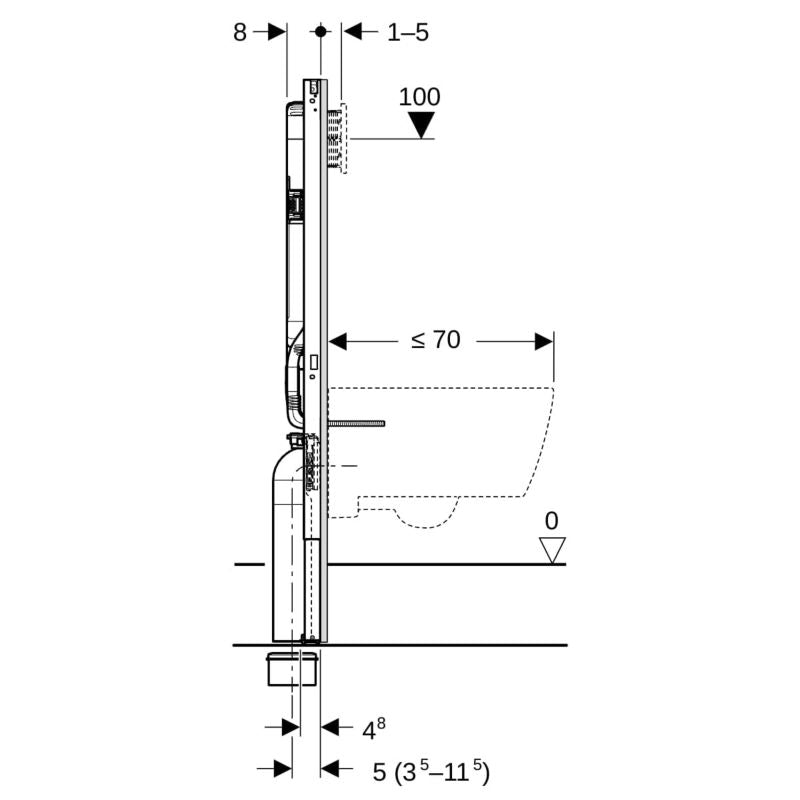 Stelaż podtynkowy Duofix Sigma til WC 112 cm med 8 cm Spulingscisterne