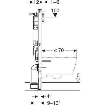 Indbygningscisterne til Væghængt Toilet 112 cm med Lugtudsugning