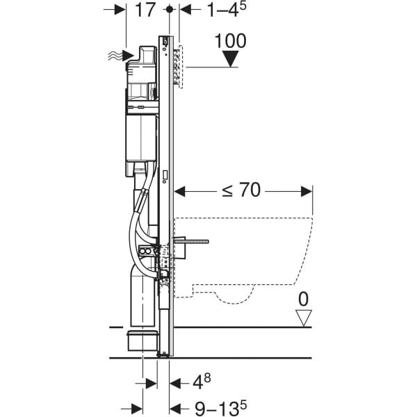 Indbygningscisterne Duofix Sigma 112 cm til Handicaptoilet | 4064746029691
