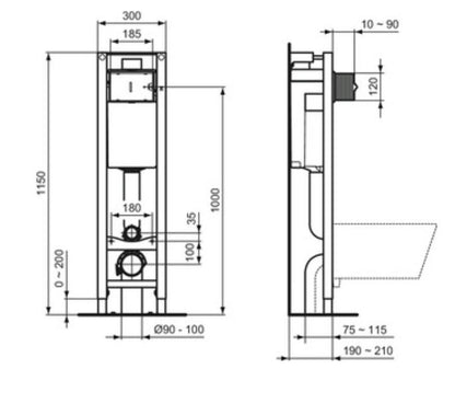 Stelaz podtynkowy WC Prosys ECO M 30 cm 400 kg easyfix regulowany | E233267