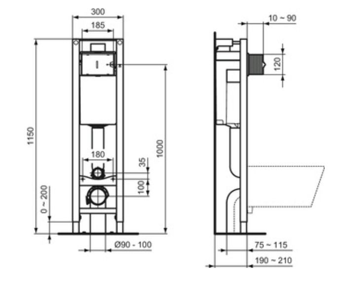 Stelaz podtynkowy WC Prosys ECO M 30 cm 400 kg easyfix regulowany | E233267